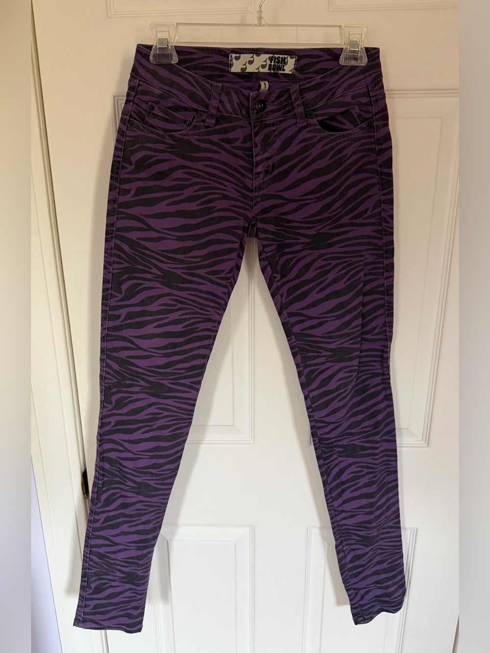 Black and Purple Zebra Print Skinny Jeans